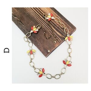 Vintage Rhinestone Necklace Goldtone Yellow and Orange Signed